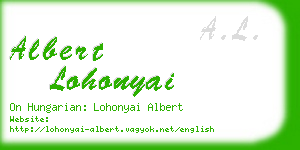 albert lohonyai business card